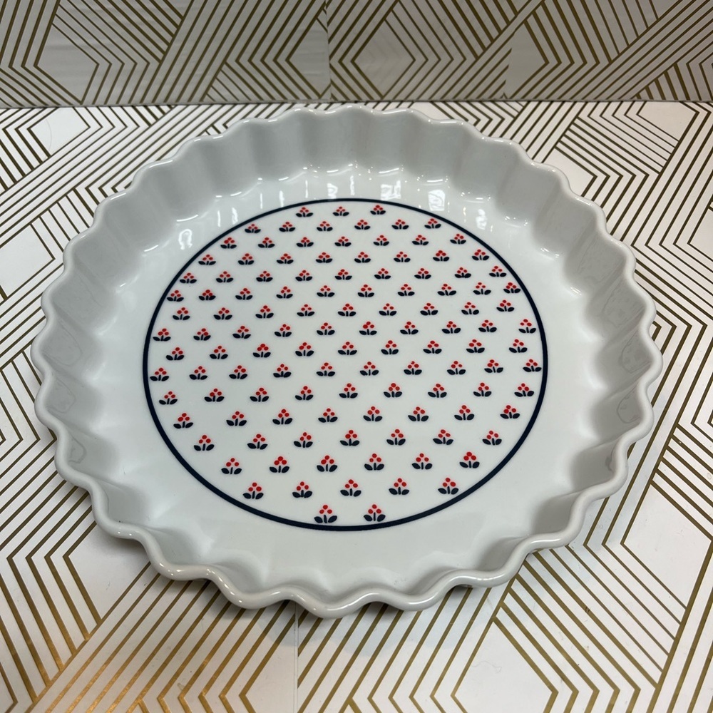 Vintage Copco Country 1982 Fine Porcelain Scalloped Serving Dish